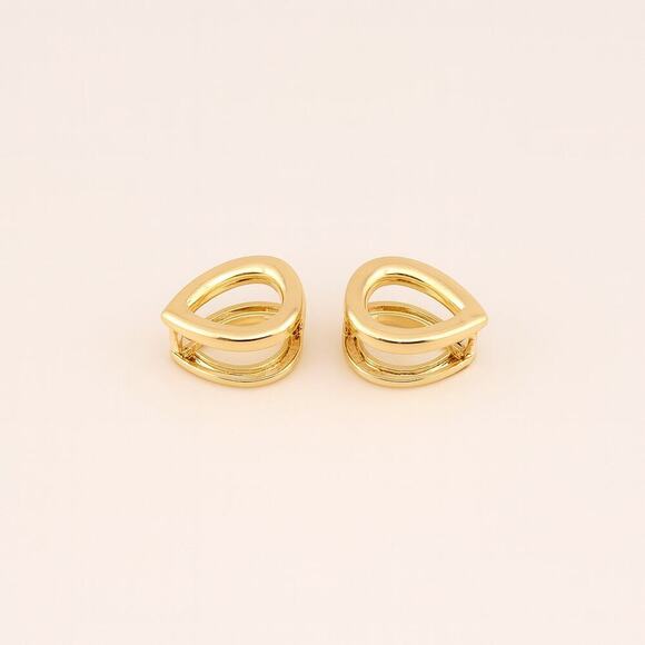 18K Gold Filled Teardrop Huggie Earrings – Minimalist Modern Design - Picture 4 of 5